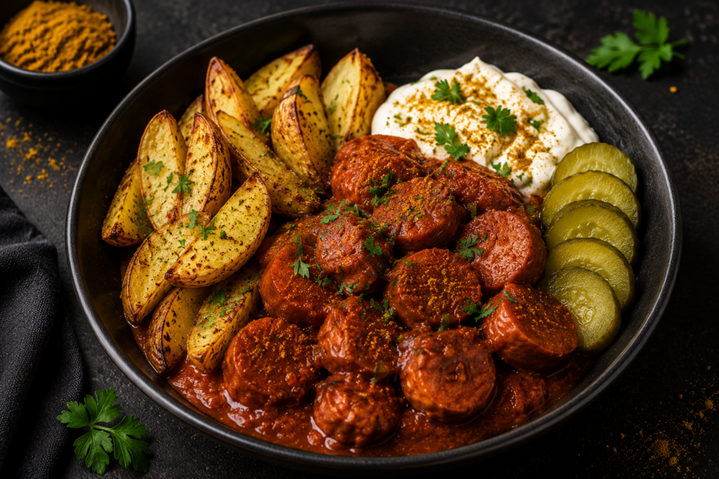 Currywurst Protein Bowl ChatGPT Image 20. Aug. 2026, 18_22_04